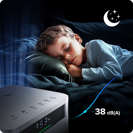 Ребёнок спит рядом с осушителем MYCOND Tibo Eco 12