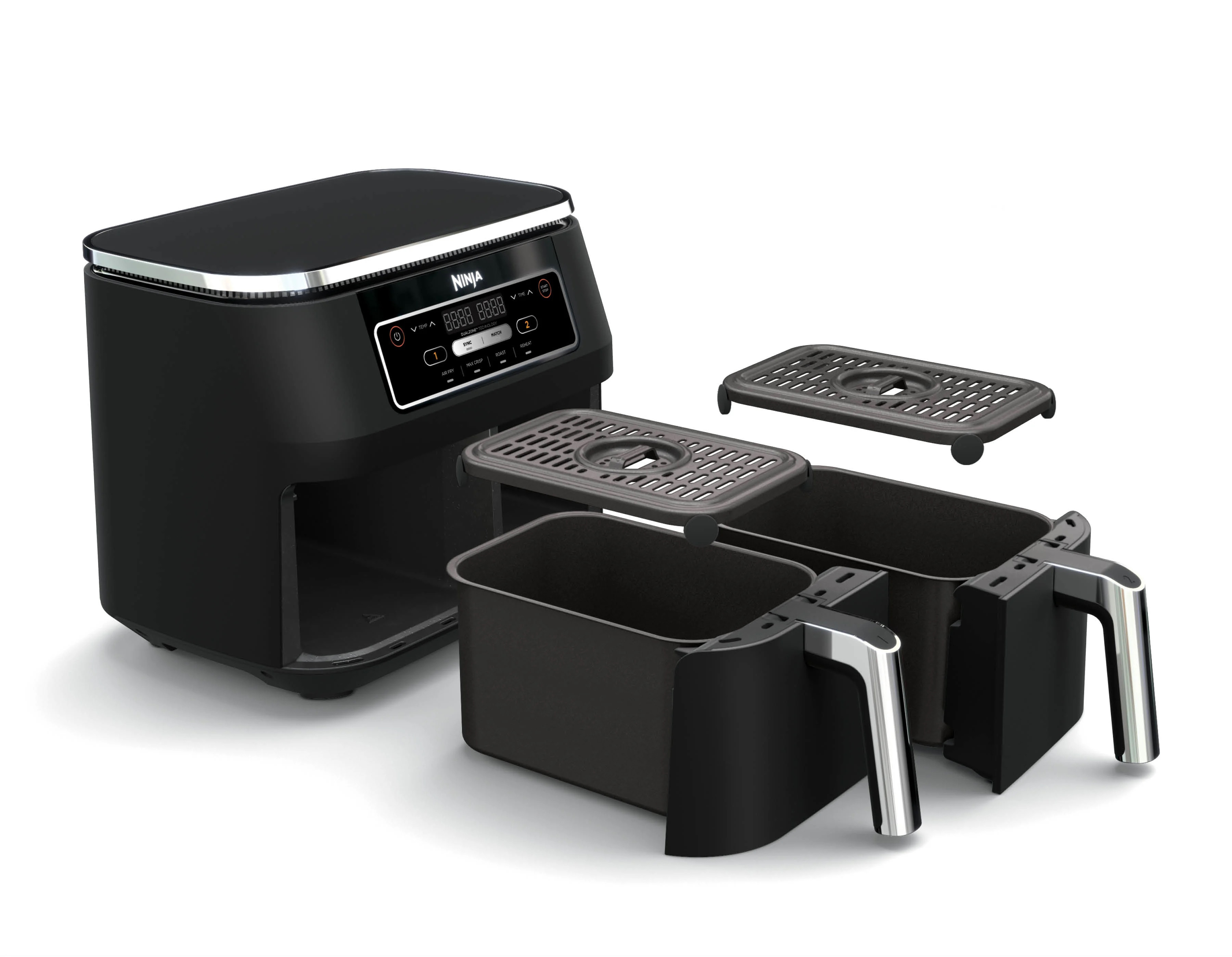 Подвійна фритюрниця Ninja Air Fryer із двома знімними кошиками та решітками для приготування страв