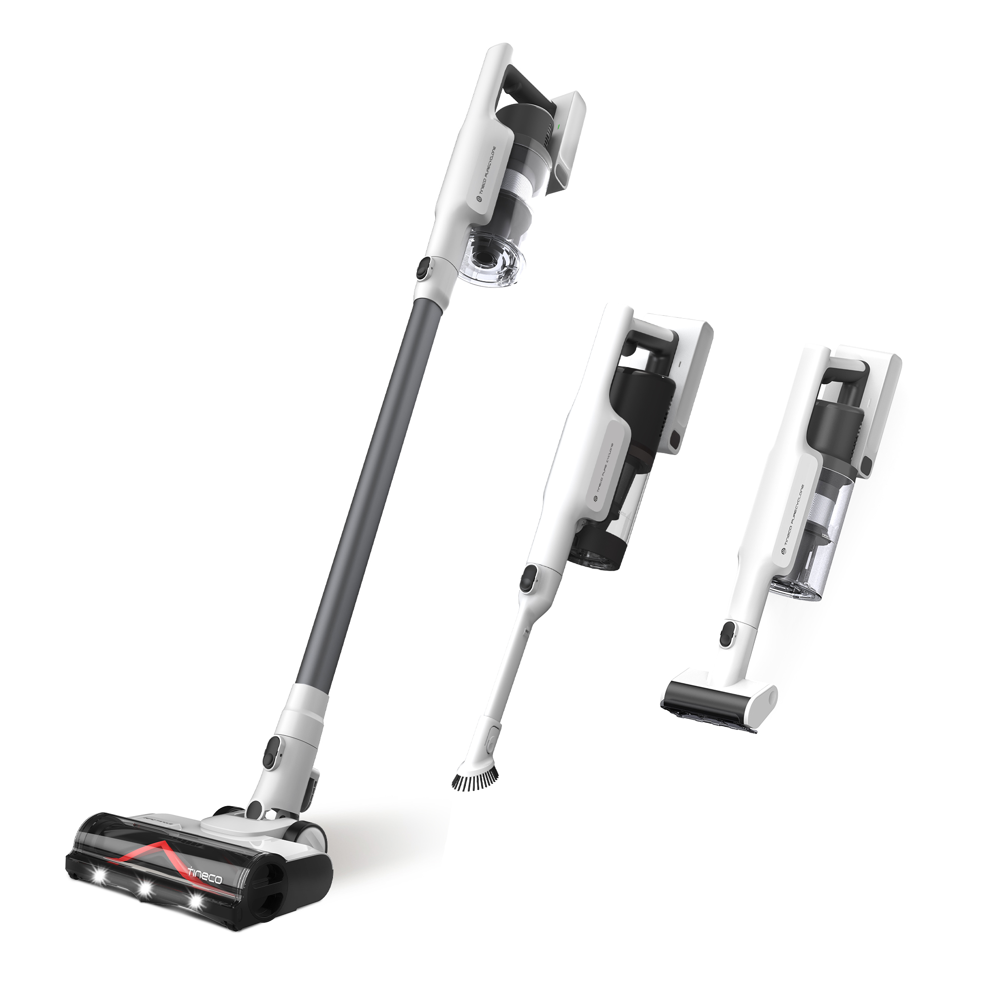 Бездротовий пилосос Tineco у трьох конфігураціях: вертикальний, ручний і з насадкою-щіткою